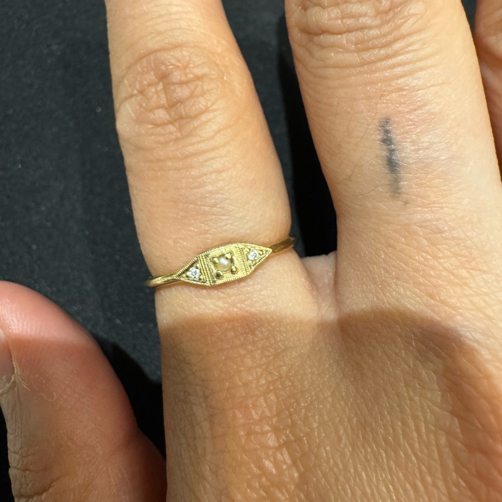 catbird 14k pearl and diamond ring